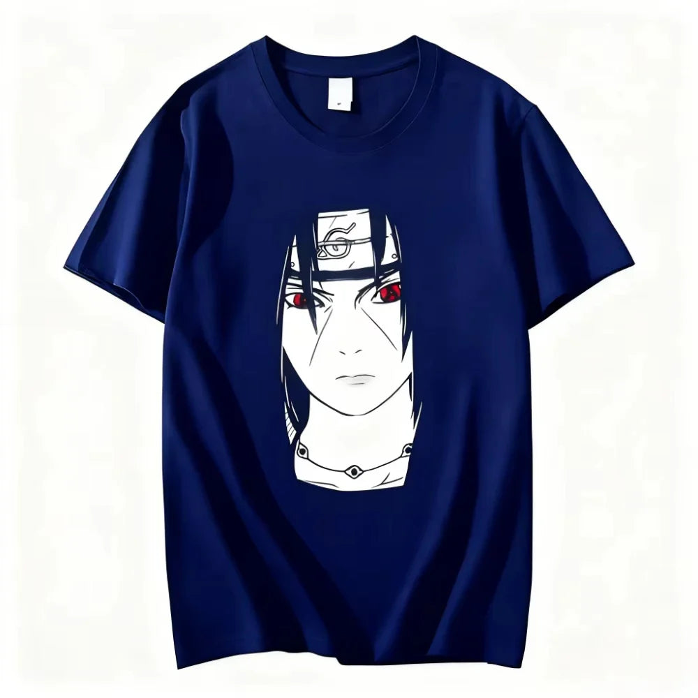 Floral Print T-Shirt Soft Breathable Casual Comfortable Anime Naruto Uchiha Itachi Printed Men Women Pure Cotton Short Sleeve