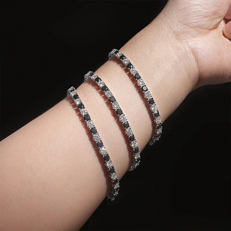 GRA Certified Real 3/4/5/6.5MM Black White Full Moissanite Tennis Bracelet for Men Women Original 925 Silver Link Bracelets