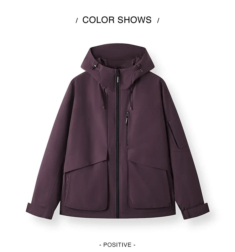 Men Jacket Outdoor Mountain Style Hooded Loose Couple Casual Style Autumn Lightweight Outerwear Daily Wear 2026