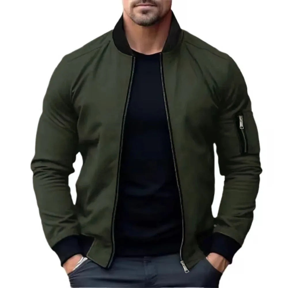 New Jackets for Men Solid Color Bomber Jacket Coat Business Male Coats Windbreaker Mens Zipper Korean Basic Streetwear Tops