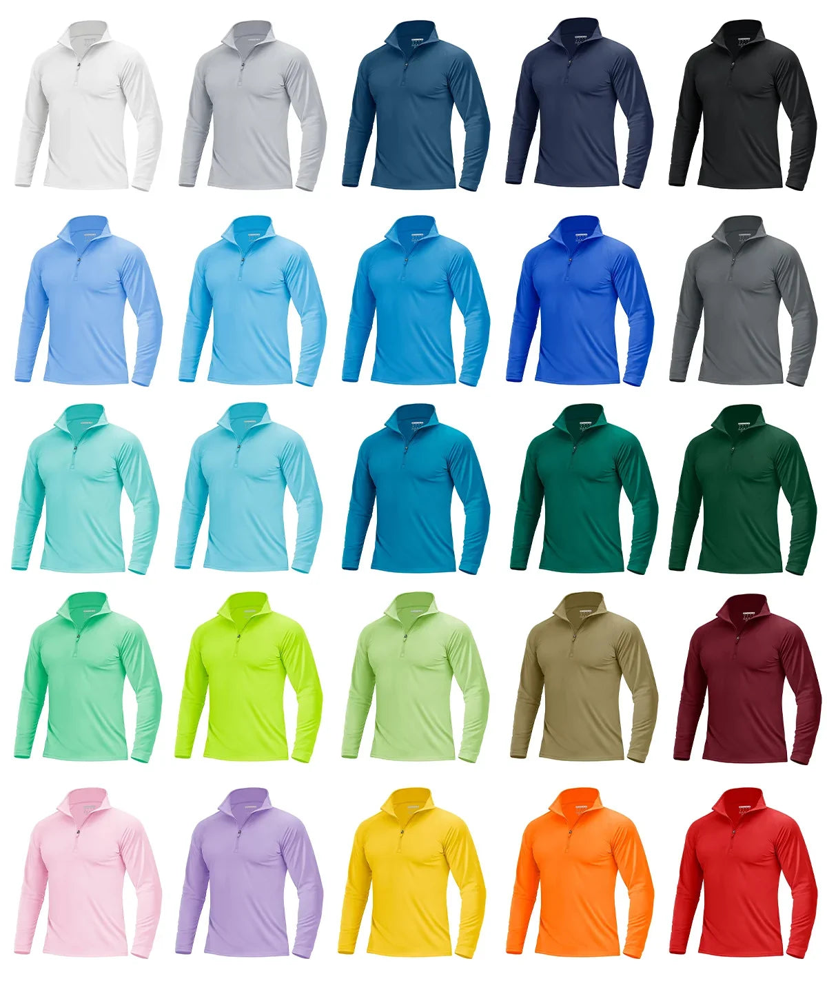 Men's Lightweight Long Sleeve T-Shirt UPF50+ Sun Protection Quick Dry Zip Neck Casual Summer Top