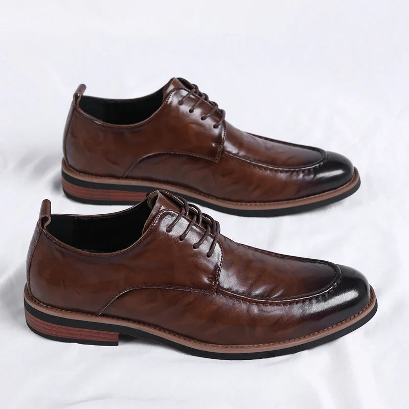 Italian Design Men's Oxford Business Shoes Formal Casual Leather Laces Lace-Up Anti-slip Flat Designer Shoes Comfy Walking Shoes