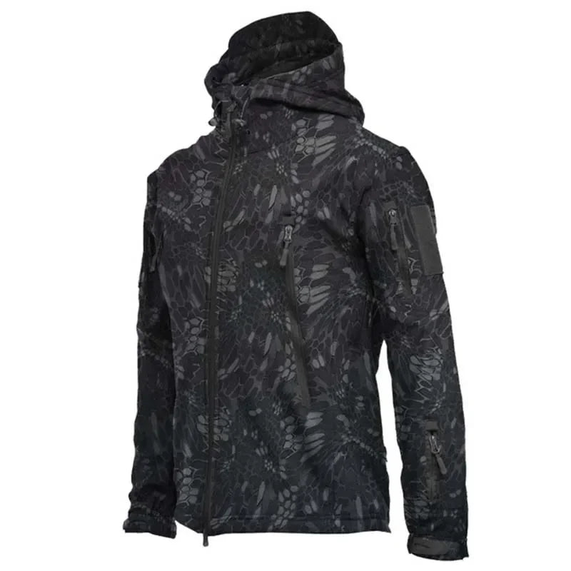 Motorcycle Shark Skin Soft Shell Jackets Men Tactical Windproof Waterproof jacket men Combat Jackets Mens Hooded Bomber Coats