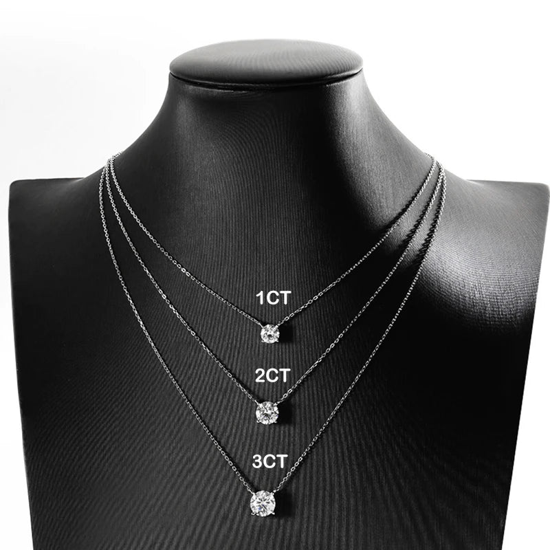 Luxury 1/2/3/5CT Real D Color Moissanite Pendant Necklace For Women Men 925 Silver Plated 18K Bridal Neck Fine Jewelry Gift
