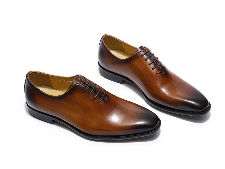Designer Genuine Leather Mens Wholecut Oxford Shoes Luxury Brand Black Brown Dress Shoes for Business Office Formal Wear