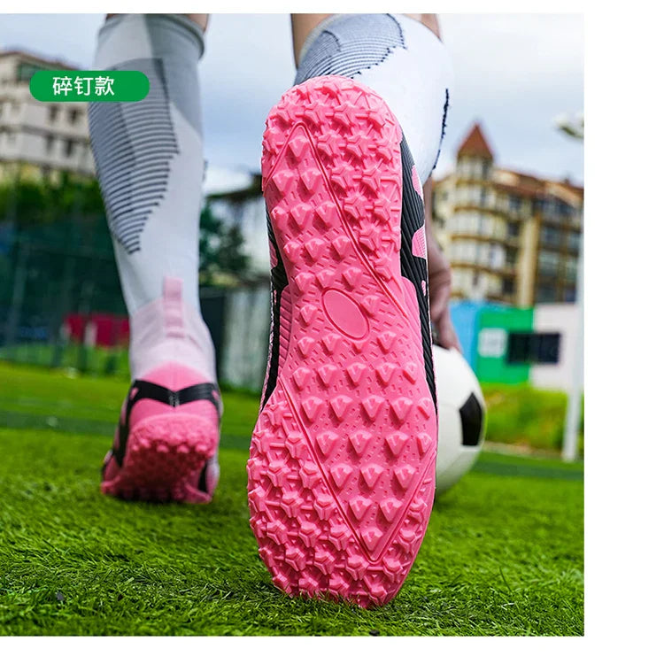 Fashion Pink Soccer Shoes Men's  Professional Lightweight Sock Football Boots Outdoor Non-slip Original Football Cleats Sneakers