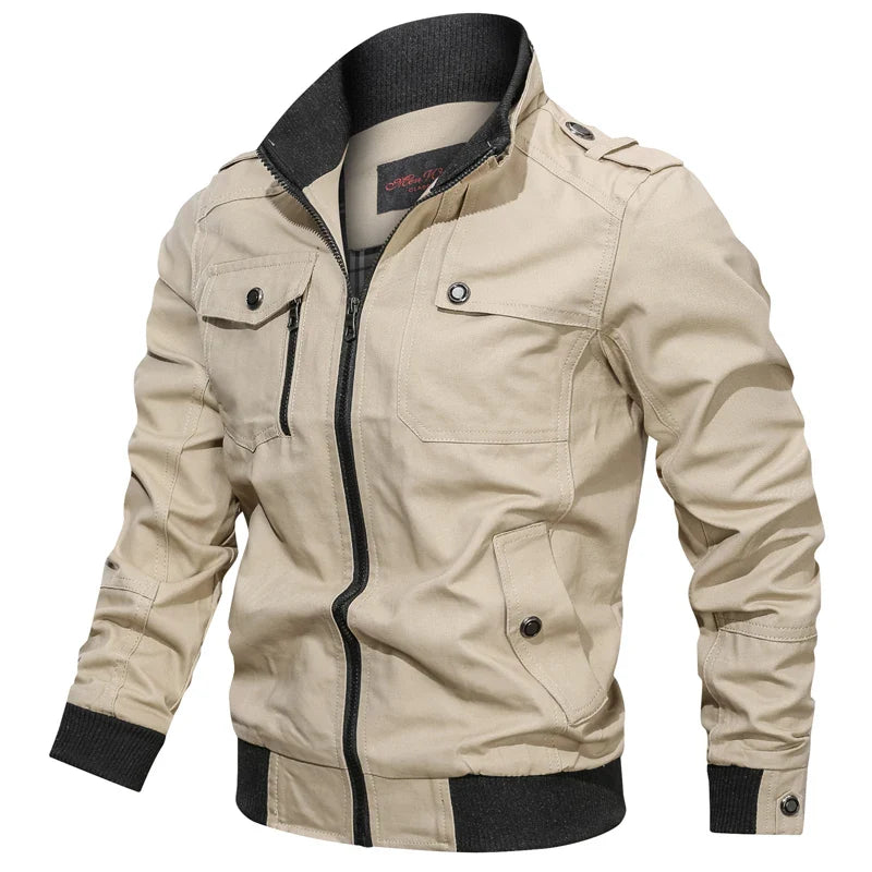 Men’s military bomber jacket, windproof autumn winter casual outdoor coat, plus size M–5XL