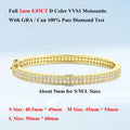 Real GRA Certified D Color 2mm 0.03CT Full Moissanite Bracelet Bangle for Women Party S925 Silver All Diamond Bracelets