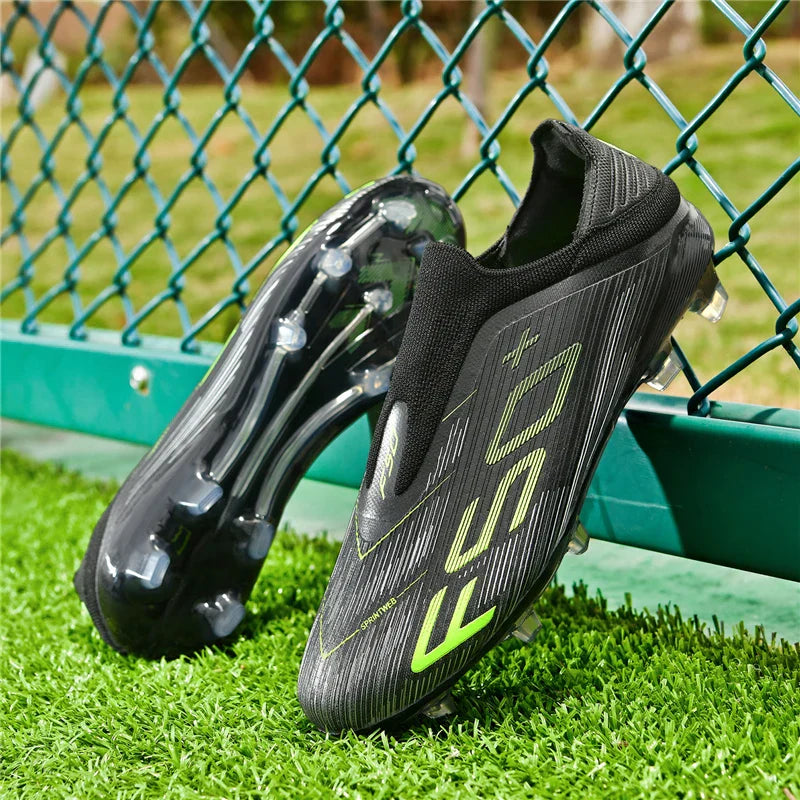 Without-lace F50+ Mens Soccer Shoes Boys Training Non-Slip Turf Soccer Cleats TF/FG Football Sneakers Chuteira Campo 35-45