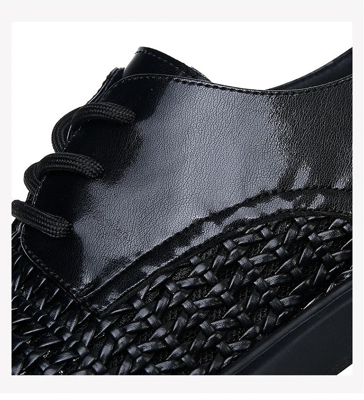 Summer Hallow Breathable Elegant Shoes Man Black Fashion Business Casual Shoe Male Lace Designer Leather Shoes for Men