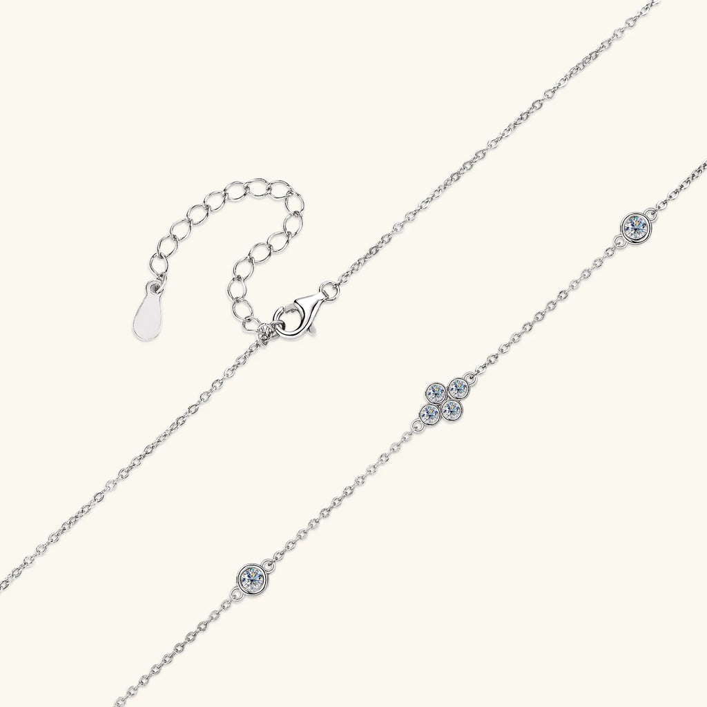925 Sterling Silver Choker Necklaces 3mm Moissanite Clover Necklace for Women Neck Chain Female Jewelry Gift