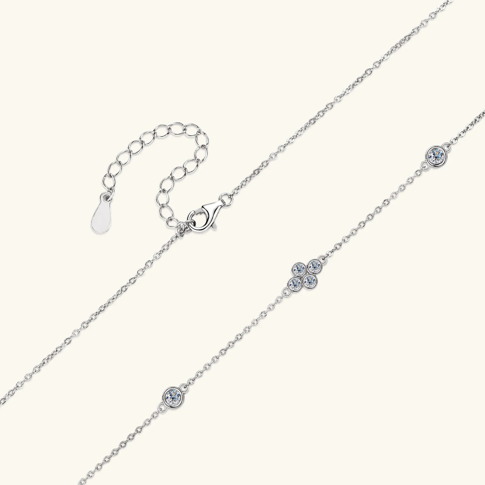925 Sterling Silver Choker Necklaces 3mm Moissanite Clover Necklace for Women Neck Chain Female Jewelry Gift
