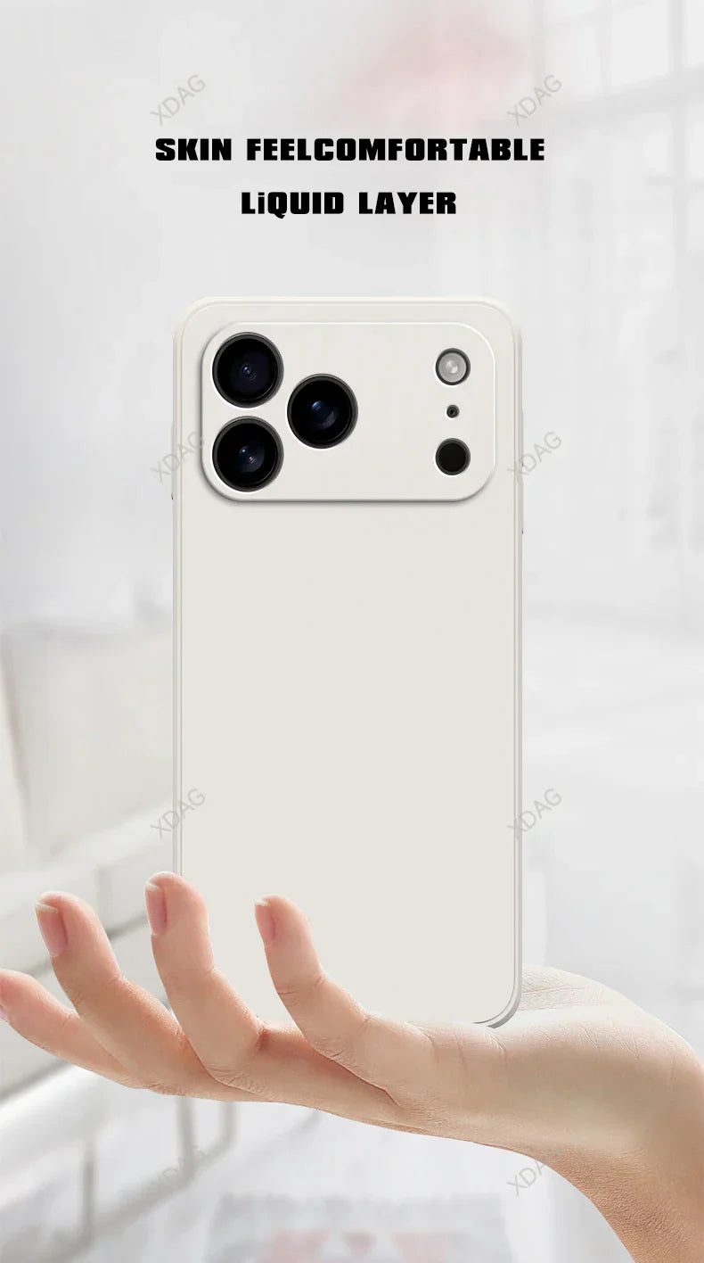Liquid Silicone Original Phone Case for iPhone 17 Pro Max Air 17Pro 17Max 5G Straight Edge Lens Protection Soft Basic Back Cover