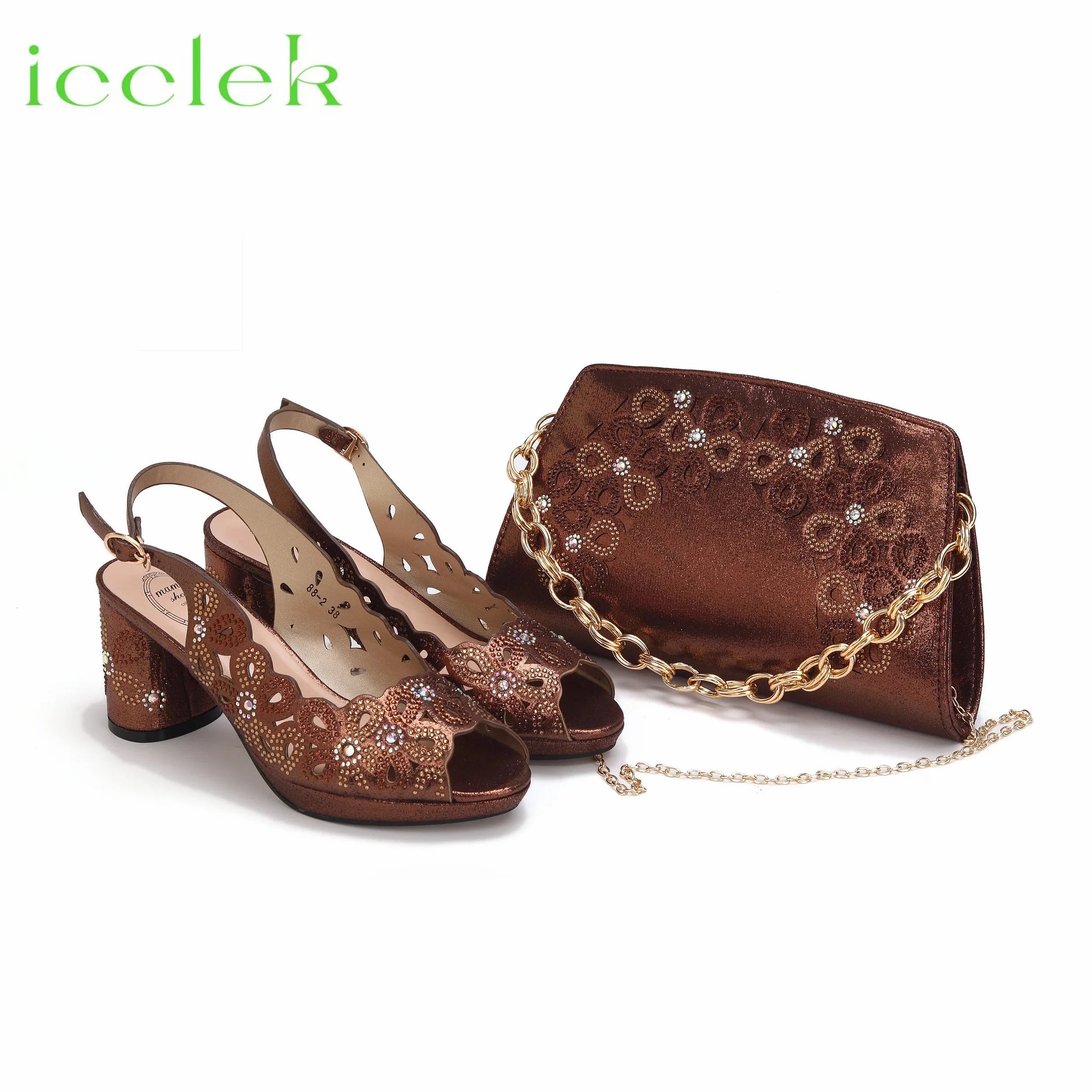 Women Shoes Matching Bag Set to Match in Coffee Color