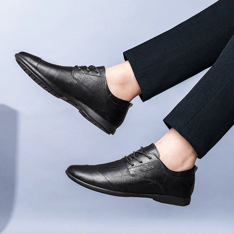 Luxury Business Oxford Genuine Leather Shoes Men Breathable Formal Dress Shoes Male Office Wedding Flats Footwear Evening Dress