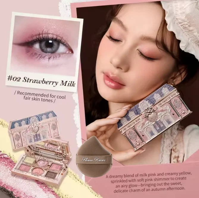 Bunny Garden Collection 6-Color Makeup Eyeshadow Contour Palette Eye Brush Puff Set Eye Glitter Korean Makeup Kit