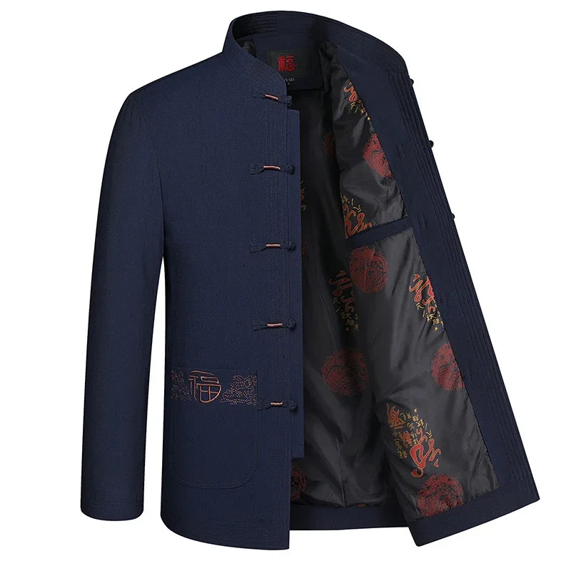 Spring and Autumn New Middle-aged and Elderly Men Father Tang Jacket Chinese Style Hanfu National Wind Grandpa Coat Jacket