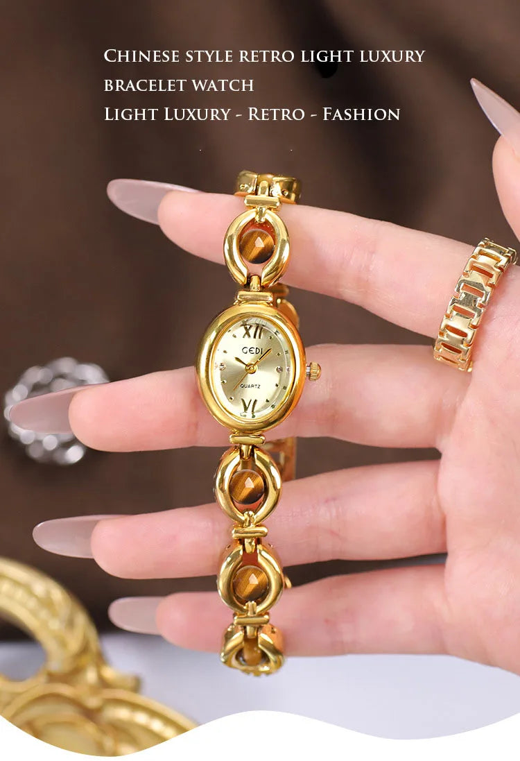 Ladies Watch Light Luxury Brand National Style Zulu Green Bracelet Advanced Bead Waterproof Women Fashion Quartz Wristwatches