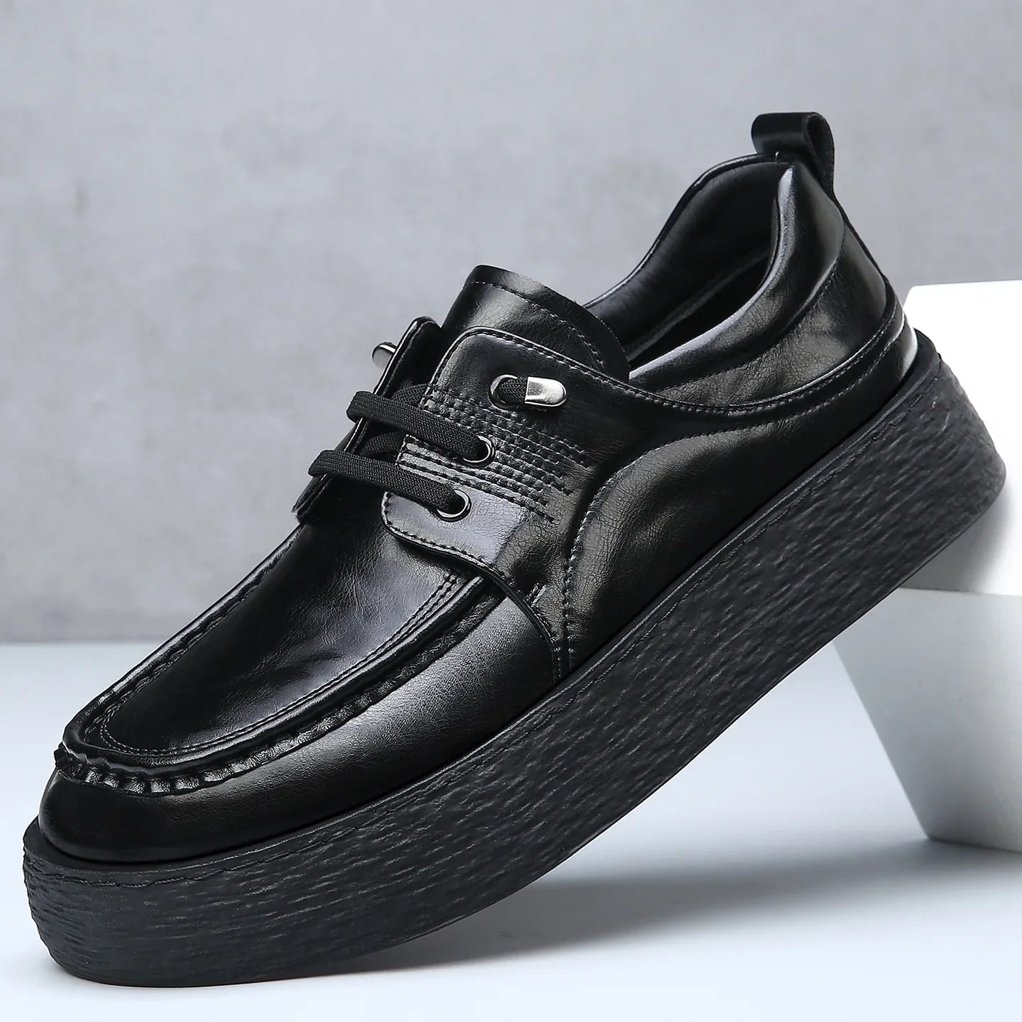 Height-increasing Business Casual Loafers for Men 2026 Spring New Black Designer Shoes Male Fashion Genuine Leather Shoe Man