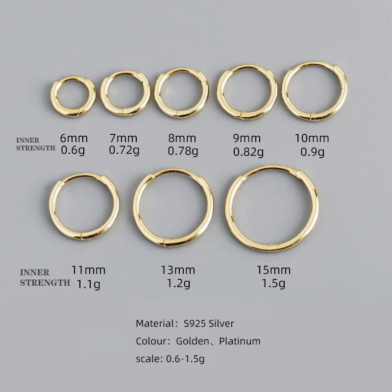 925 Sterling Silver Fashion Simple Huggies Ear Buckle Accessories Minimalist Charm Ear Hoop Earrings for Women Jewelry