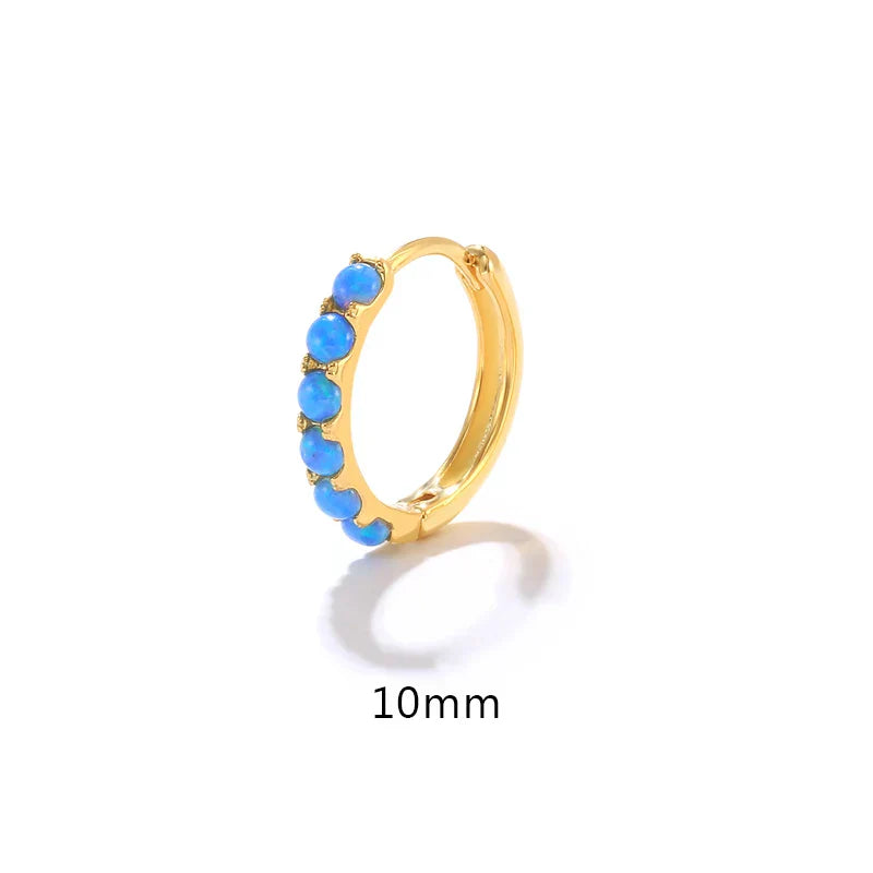 6 8 10mm 925 Sterling Silver Opal Round Piercing Huggie Hoop Earrings for Women Fine Jewelry Accessories Pendientes 1pc
