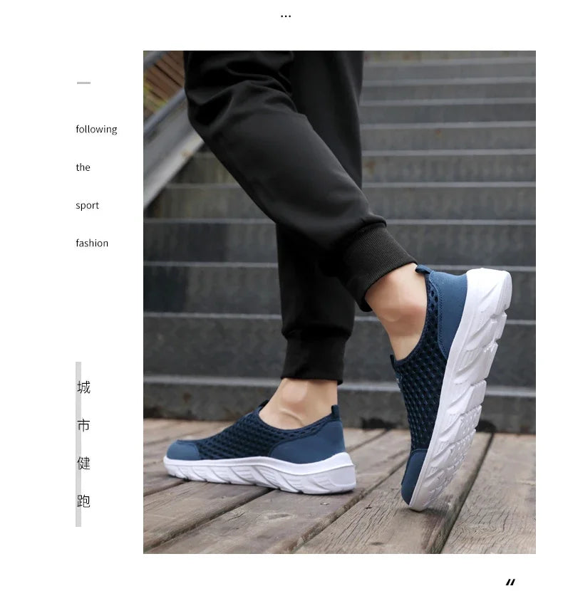 Lightweight Men Casual Shoes Breathable Slip on Male Casual Sneakers Anti-slip Men's Flats Outdoor Walking Shoes Size 39-46