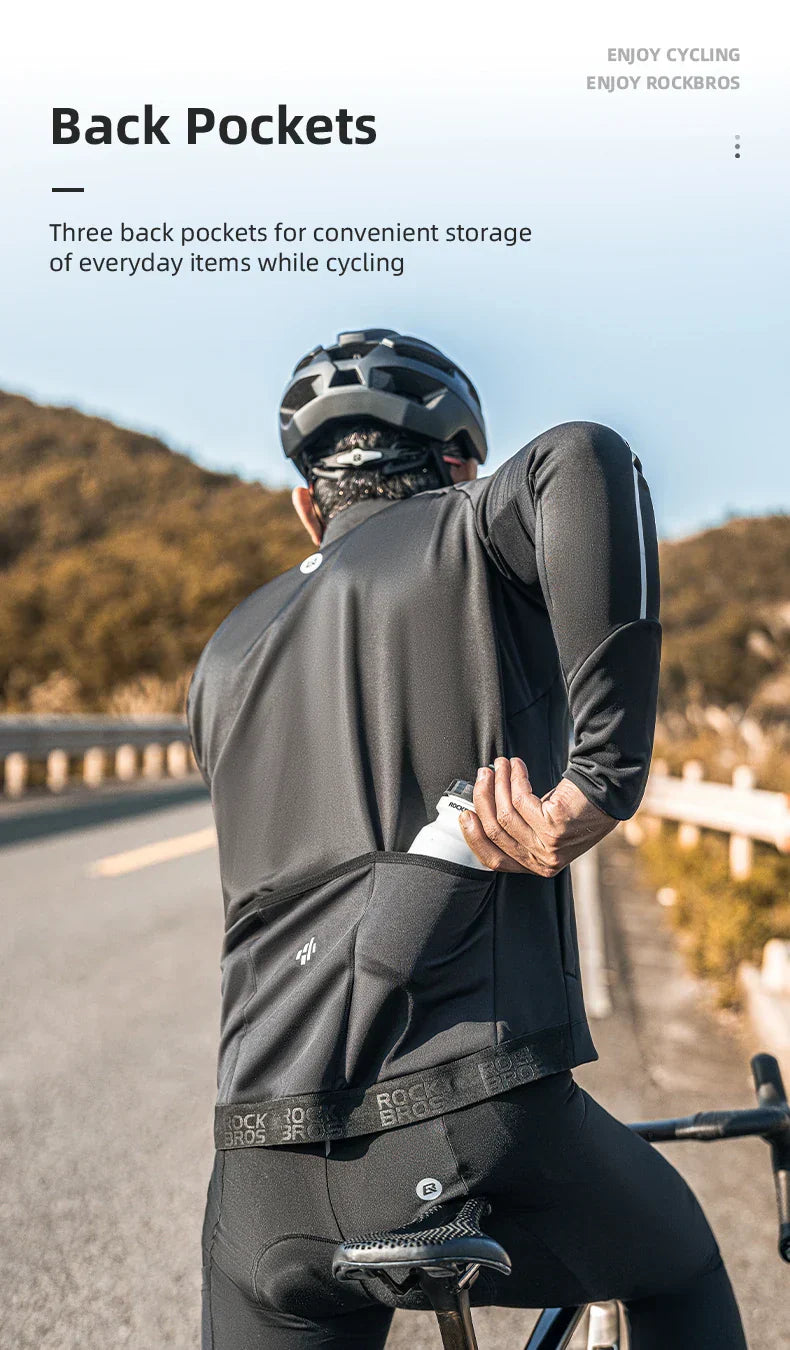 Bicycle Jersey Fall/Winter Fleece Cycling Clothing Thermal Long Sleeve Cycling Clothing Warmer Windproof Sportswear