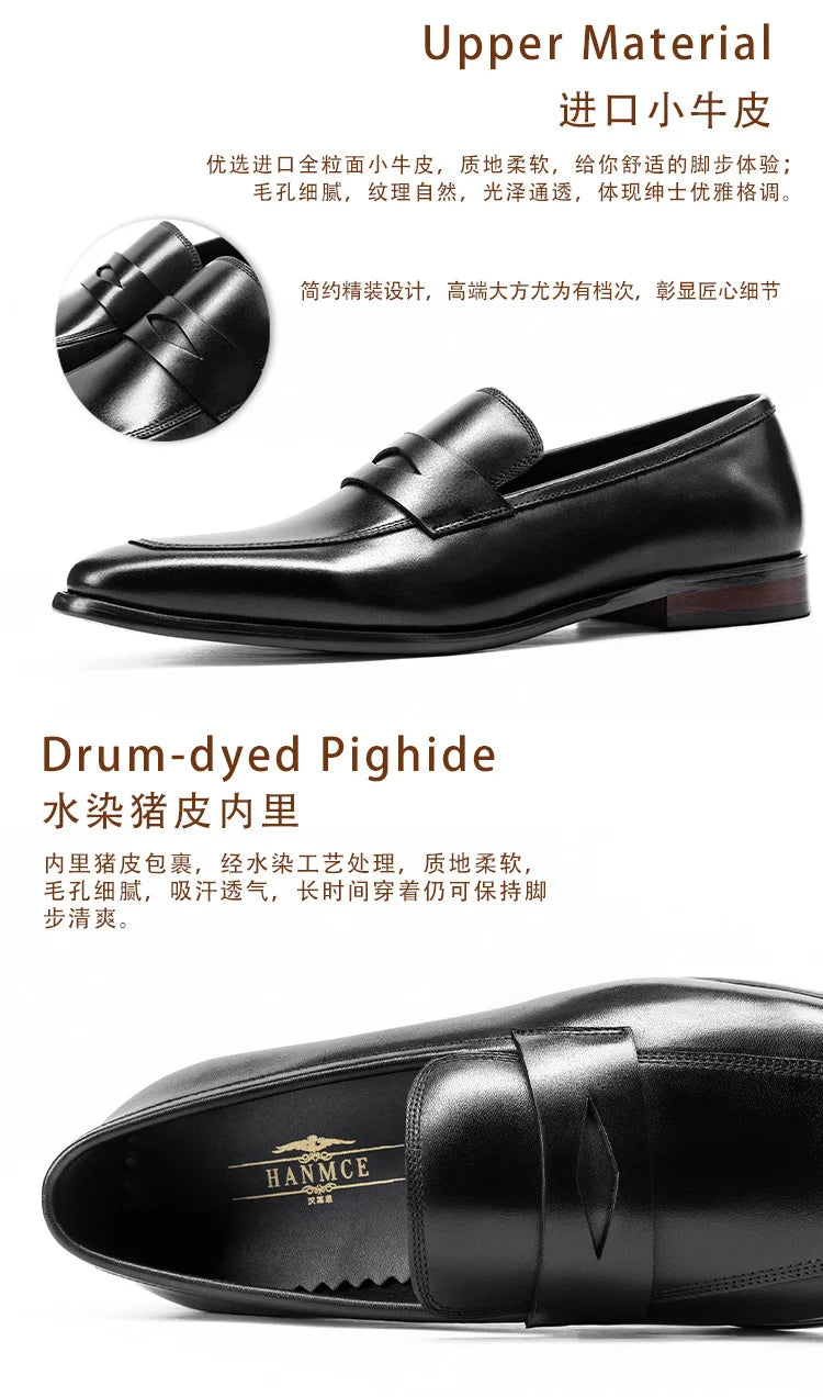 Men's Genuine Leather Shoes Loafer Handmade Shoes Antiskid Elegant Gentleman Oxford Shoes Simple British Style Wedding Shoes
