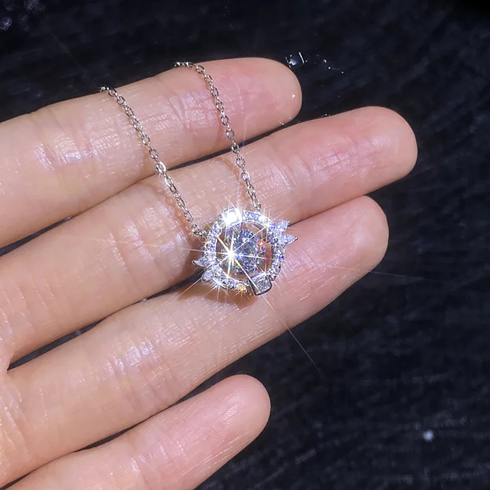 1CT Moissanite Pendant Necklace for Women  Certified 925 Sterling Silver Lab Diamond Neck Chain Party Jewelry Gifts