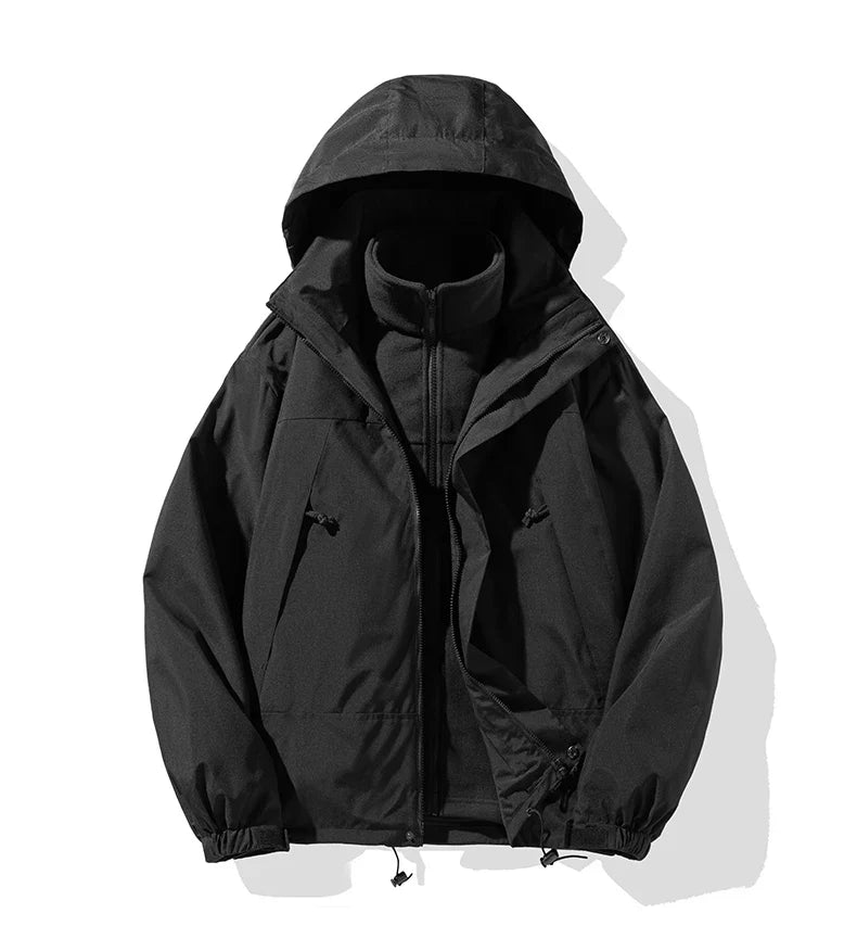 New Three-in-one Outdoor Jackets Simple Fashion Suitable Men Women Wear Waterproof Breathable Fabric Camping Skiing Warm Jacket