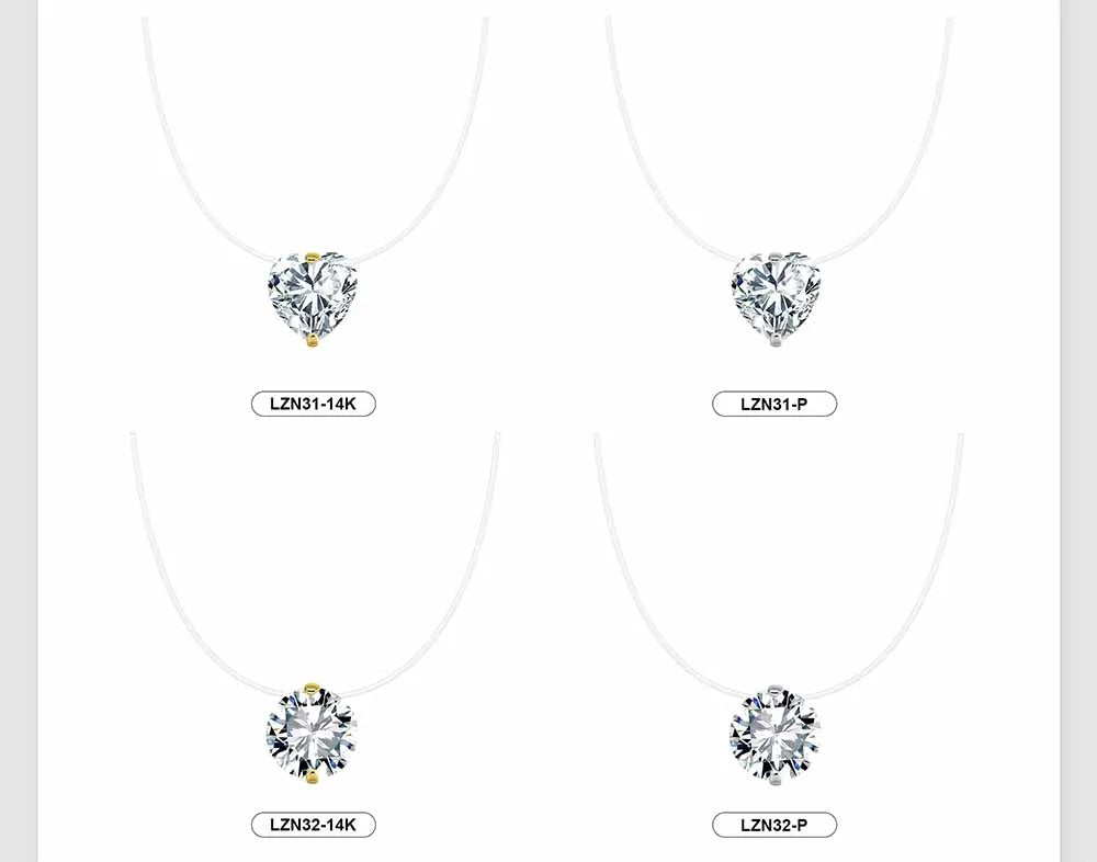 Dainty Invisible Line 925 Silver Simple Flower 8A Cubic Zirconia Choker Chain Transparent Fishing Line Collier LZN33