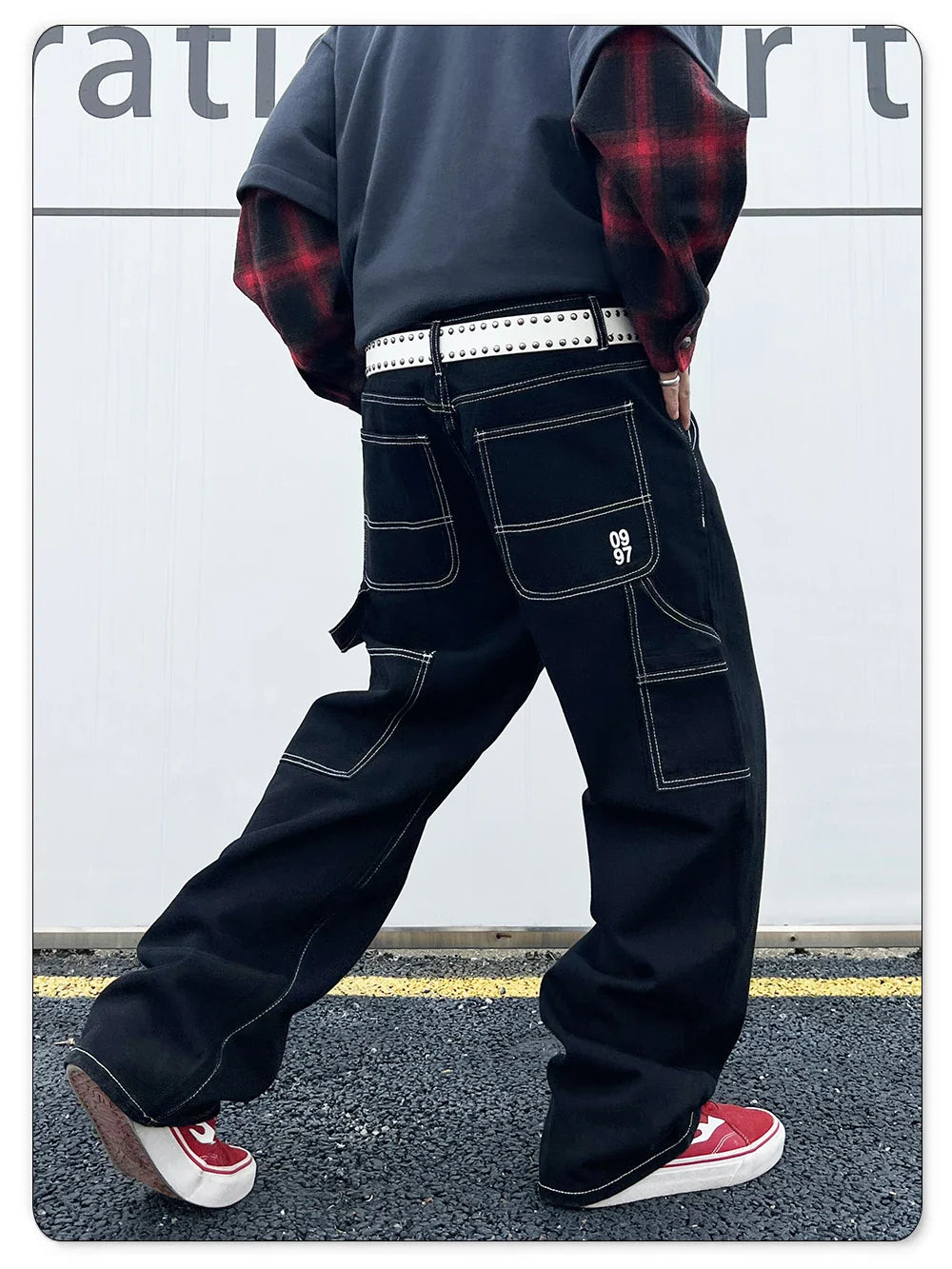 Retro Black Fashion Work Jeans Men Casual Straight-Leg Classic Work Denim Trousers Korean Brand Pant Men's Summer Pants