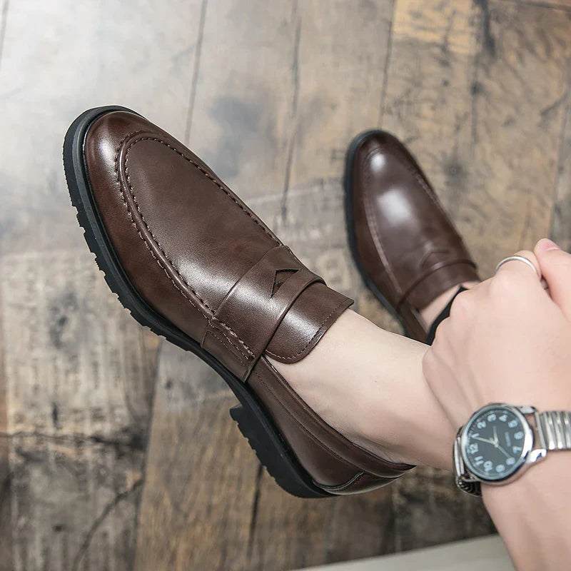 Mens Casual Leather Breathable Business Designer Brand Office Loafers Formal Classic Smile Footwear Dress Shoes for Men Flats 48
