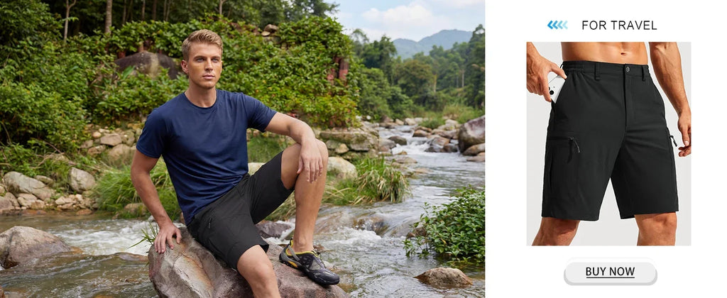 Men's Hiking Cargo Shorts 9" Quick Dry Lightweight Water Resistant Nylon Shorts Summer Casual Golf Work with 5 Pockets