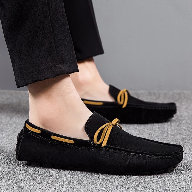 Plus Size Handmade Beanie Shoes for Couples, Trendyy British Style Casual 45 Slip-On Driving 46 Large Size Plus Fat 47 Suede Leather Shoes 48