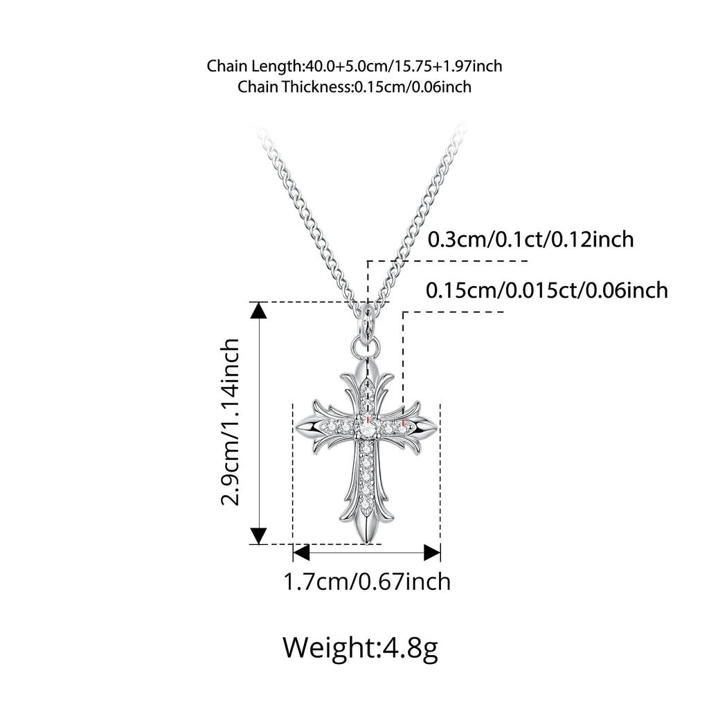 Moissanite Cross Pendant Necklace 925 Sterling Silver O-Chain Vintage Arrow Neck Chain for Women Guarding Faith Gift