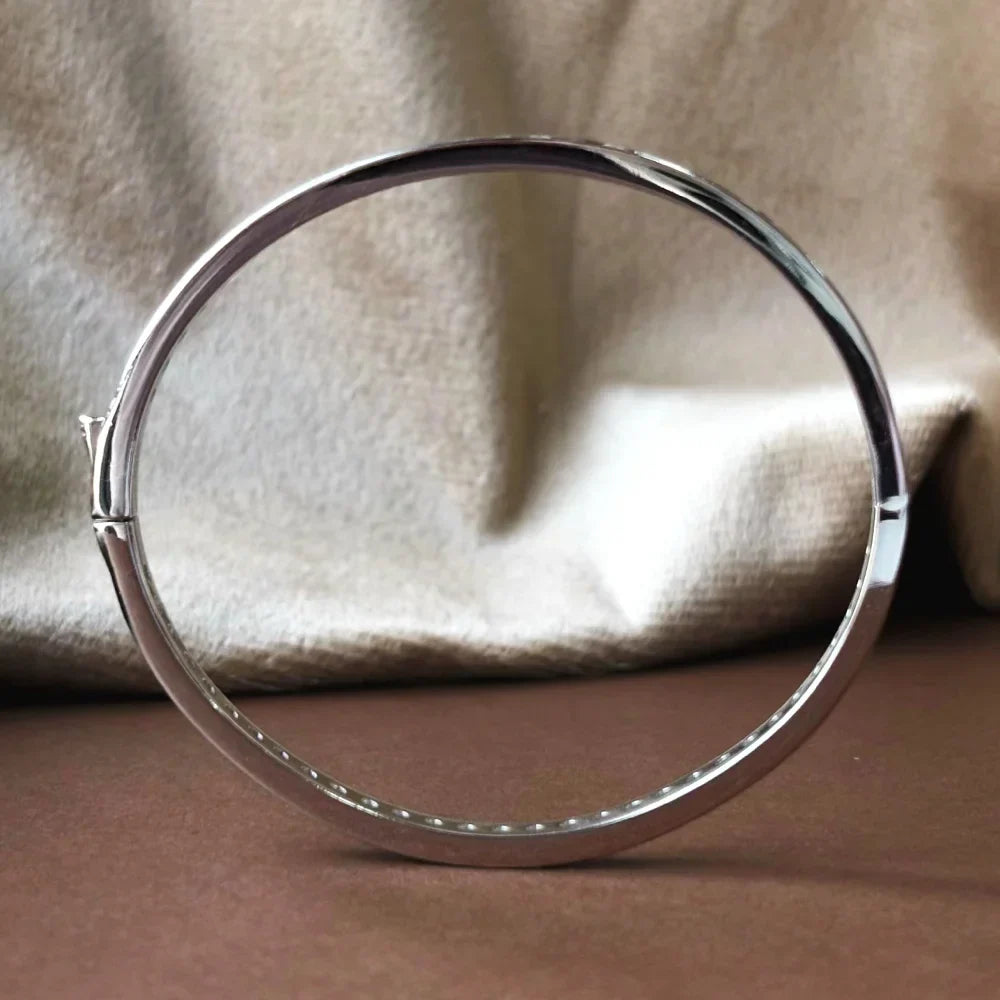 2.5mm Full Moissanite Bangle For Women 100% S925 Silver Sparkling D Color VVS Lab Diamond Bracelet Party Fine Jewelry Gift