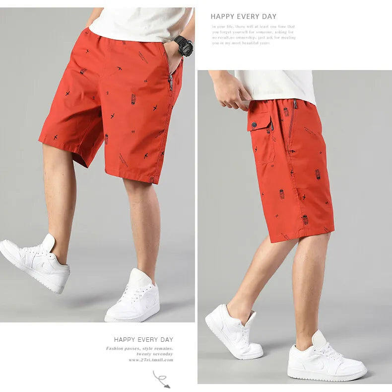 Men Light Weight Beach Shorts Summer Casual Sweat Shorts Baggy Sports Wide Leg Print Gym Running Shorts
