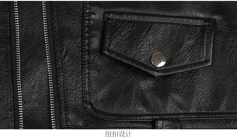 Autumn Black Motorcycle Pu Leather Vest Men Zipper Pockets Plus Size Faux Leather Biker Sleeveless Jacket 4xl 5xl