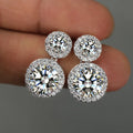 5cttw Moissanite Drop EarringsCertified Certificates 925 Sterling Silver Double Round Cut Halo Diamond Stud Earring for Women