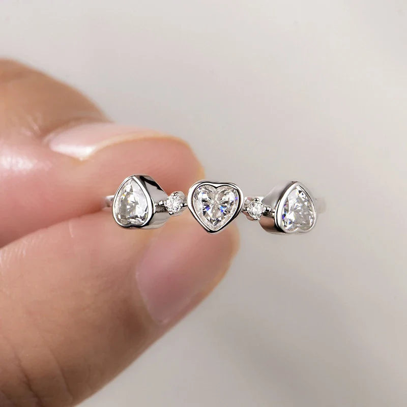 4*4mm Heart Cut Women Moissanite Rings Jewelry Wedding Band for Couples 100% Real Pure 925 Silver Birthday Gift Wholesale