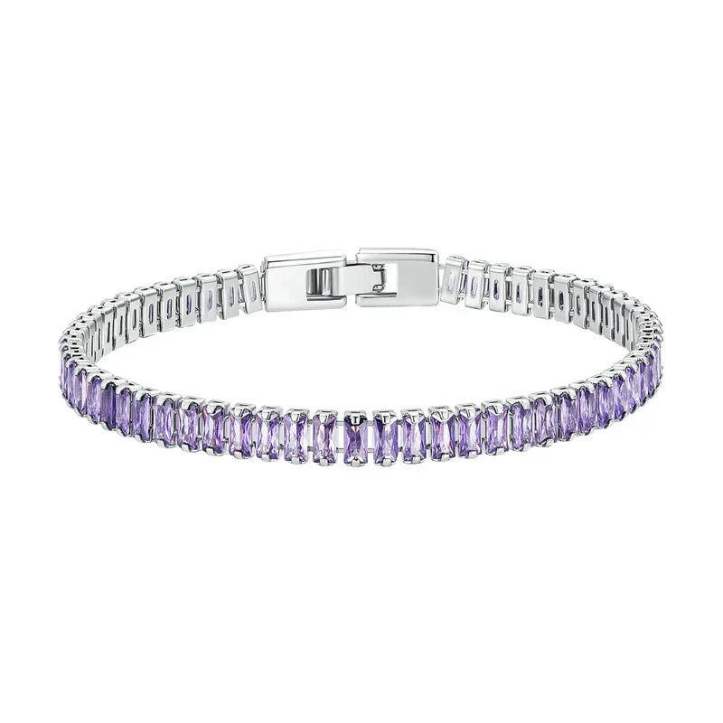 Authentic Shining Square Zircon Bracelet Plated Platinum for Women Gift Exquisite Fashion Jewelry YIB055