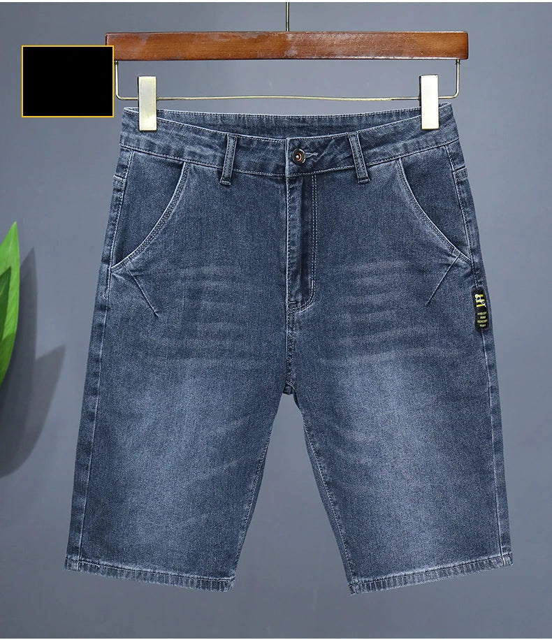 Men's Straight Casual Denim Shorts Simple Solid Color Slim Jeans Comfortable Breathable Bermuda Short Pants Summer