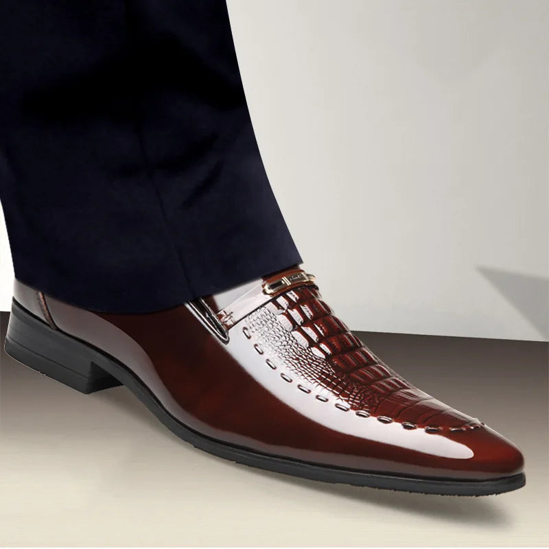 Men Classic Dress Shoes Crocodile Leather Business Casual Formal Sneakers Plus Size Office Wedding Party Oxford Shoes