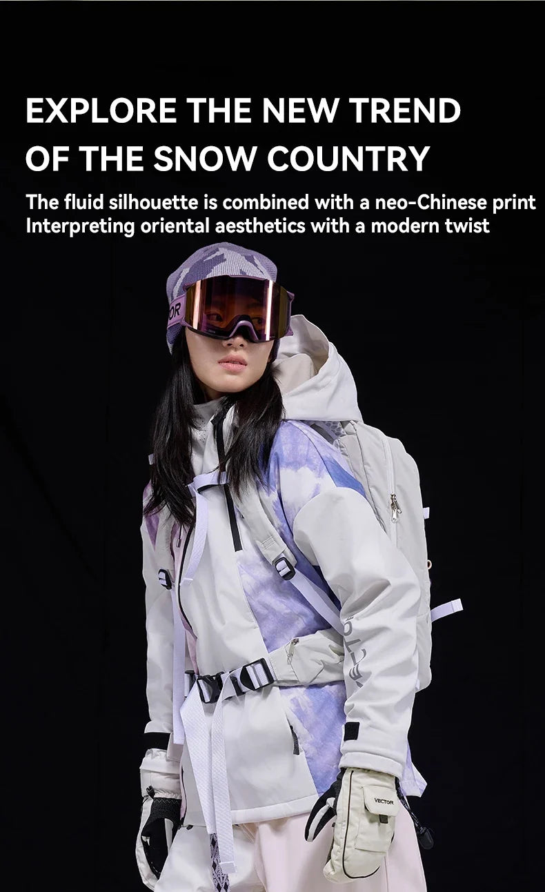 Men and Women Splicing Skiing Skiing Top Waterproof Windproof Warm Durable Indoor and Outdoor Skiing Snowboard Jacket