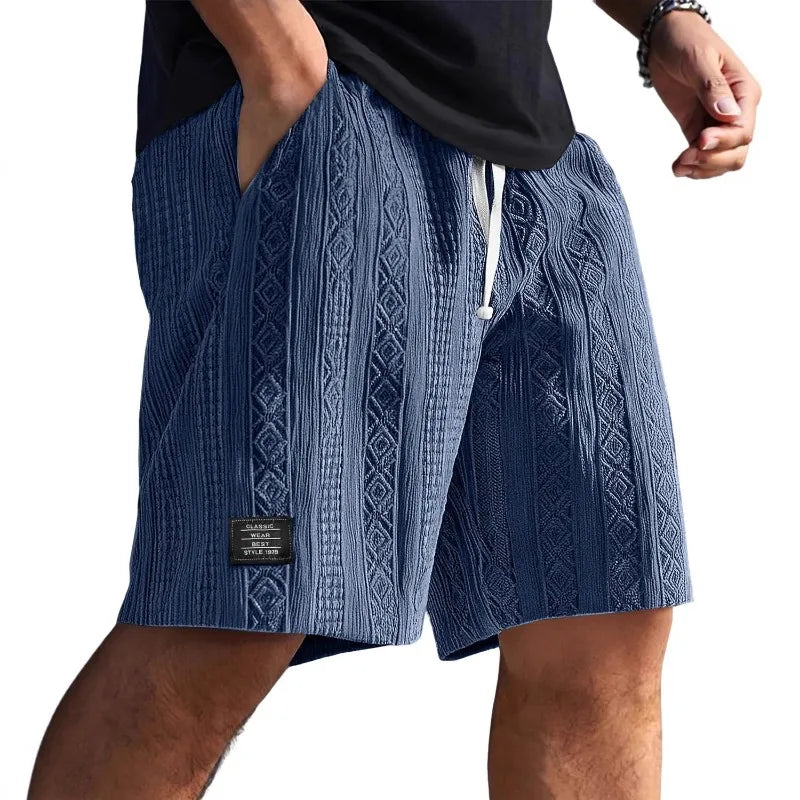 Men's Jacquard Casual Shorts Summer Harajuku Solid Sweatpants Fashion Men Short Pants Retro Men Clothes Roupas Streetwear New