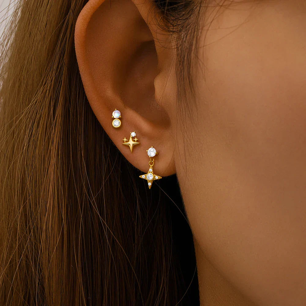Heart Round Ball Flat Helix Piercing Earring 925 Sterling Silver Ear Studs Geometric Zircon Exquisite Trinket Studs Aretes
