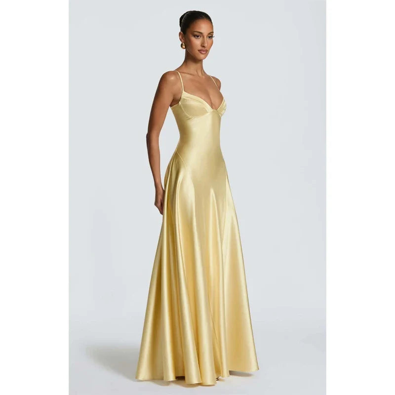 Solid Satin Cowl Neck Women's Dress Elegant Sleeveless Ruched Waist Fishtail Bodycon Lady Vestido 2026 Summer Party Dresses