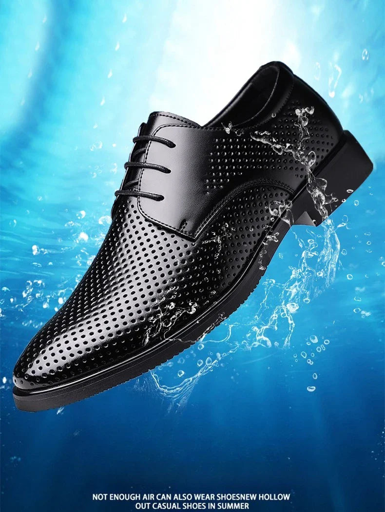 Summer Autumn Dress Shoes for Men Hallow Breathable Lace Designer Leather Shoes Male Fashion Business Casual Elegant Shoe Man