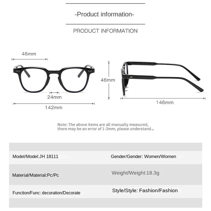 2024 New Fashion Y2K Style Glasses Frame Retro Square Glasses for Women Lady Decorative Eyeglasses Korean Powder Blusher Eyewear